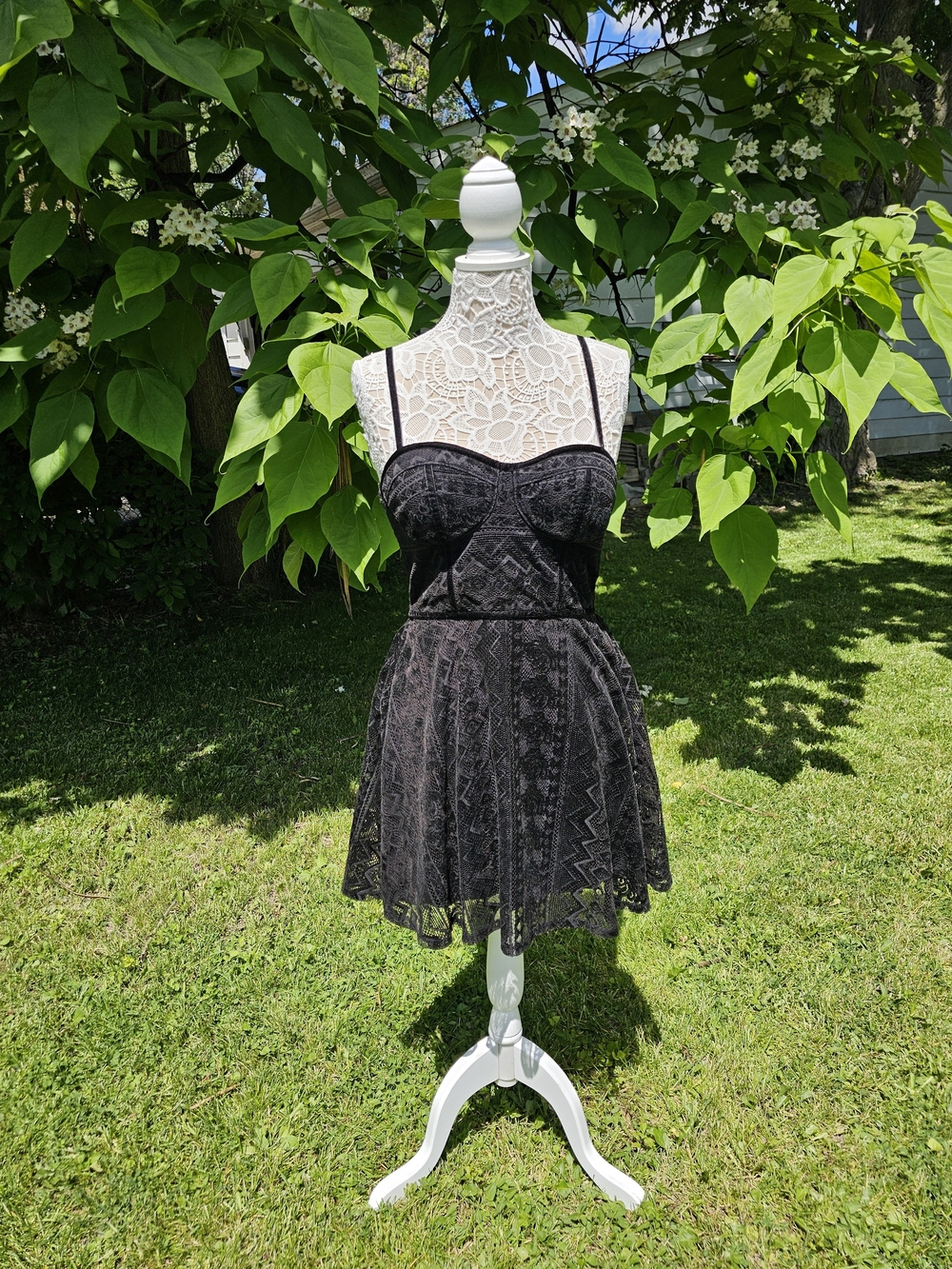 Elder Goth Parting With A Favorite: Black Lace Summer Dress: Medium